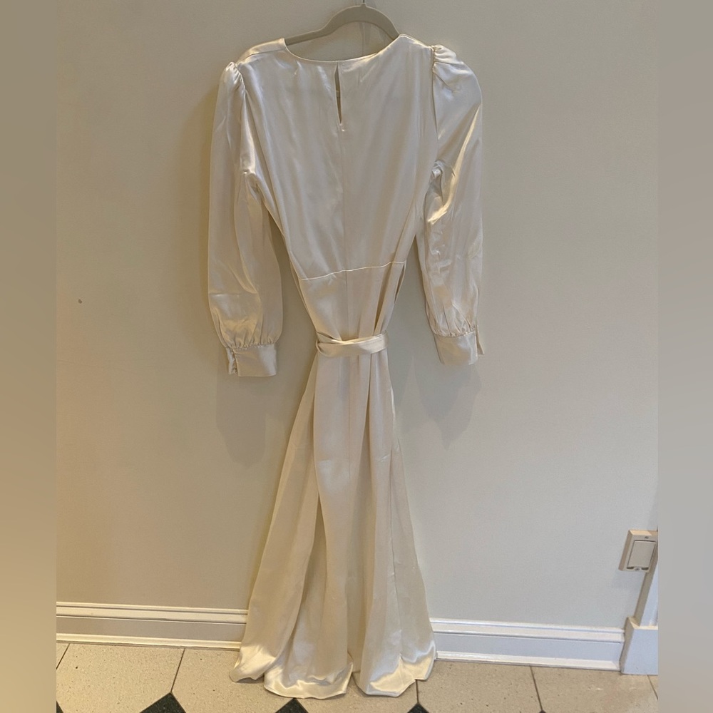 Reformation Satin Ivory Wrap Wedding Dress - Picture 9 of 9